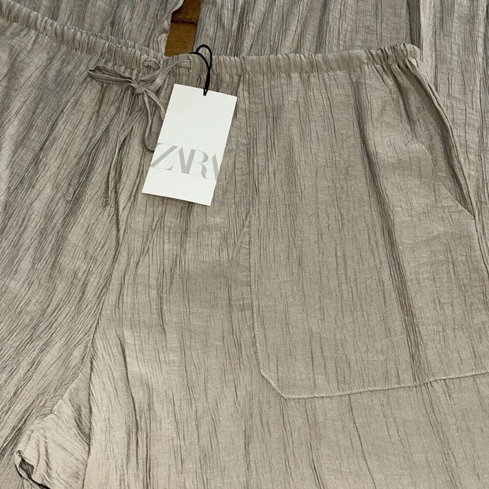 Woman’s Zara Palazzo Lightweight Pants Tan Size X-Large - Picture 5 of 6
